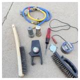 Battery terminal cleaners, tester, test light,