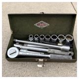 Vintage 3/8 inch SK socket set with ratchet and