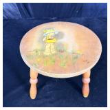 Vintage Hand Painted Wooden Step Stool