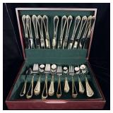 Cherry Wood Box of 2 Tone Silverware