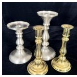 Vintage Brass & Silvertone Candlestick Holder