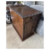 Mission style powered side table with drawer 24ï¿½