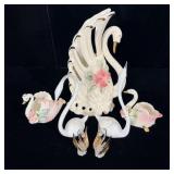 Porcelain Swan Planters, Glass Swans, & Crystal &>