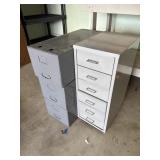 Two sets of metal storage cabinets 27 inches tall