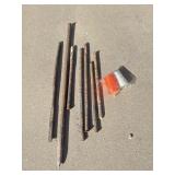 Cement concrete steaks tamping rods and string