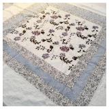 Large Violet Floral Print Quilt 105'x105'