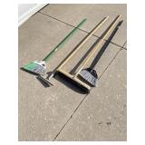 Brooms and squeegee