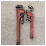 2 pipe wrenches 18 inch, angled