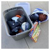 Tote of basketballs, slip and slide, roller