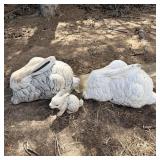 Cement rabbits outdoor yard decor