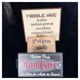 (3) Man Cave Signs, Wooden call me papa, Man Cave&