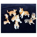 Vintage 8pc Bone China Small Cat & Dog Figurines