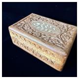Vintage hand carved sheesham wooden box Filled>