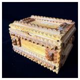 Vintage Swedish tramp art trinket box with>