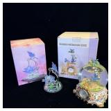 Handblown Glass Hummingbird & Bluebird Waterglobe>