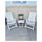 Fold up outdoor plastic rocking chairs and side>