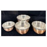 4pc Copper Brushed Stainless Steel Mixing Bowls