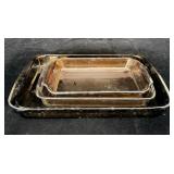 3pc Square Amber Glass Pyrex Baking Dishes