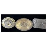 3 vintage belt buckles Lawson products, CB radio,
