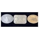 3 vintage belt buckles SIMMENTAL cattle,