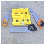 Miter boxes and hand saws