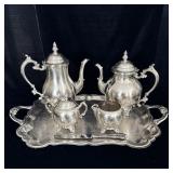 Vintage FB Rogers Pewterlite Silver Plate Tea Set