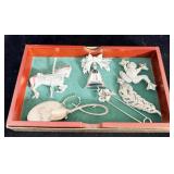 Vintage Rolfs Box filled w/ Silver Tone Brooches