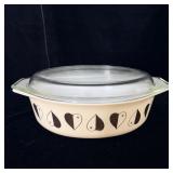 Vintage Pyrex Golden Hearts Oval Casserole Dish