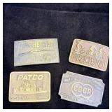 (4) Belt Buckles Winchester, Patco, Farmland Ind.