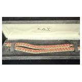 (2) Gold Tone Pink Rhinestone Bracelets