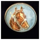 Antique horse bridal Rosette doomed glass pony