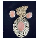 Gold Tone Filigree Necklace & Earrings