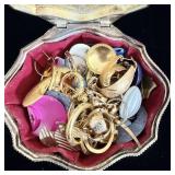 Vintage Silver Plated Trinket Box filled w/Jewelry