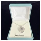 New in box Silver Tone Heart Necklace