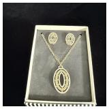 New in box Silver & Gold Tone Necklace & Earrings