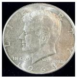 Bright uncirculated 1964 silver Kennedy half