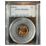 1958-D wheat penny MS 65RD PCGS