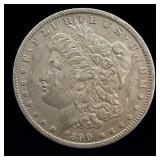 1890-O silver Morgan dollar AU