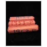 3 rolls of 1953 wheat pennies