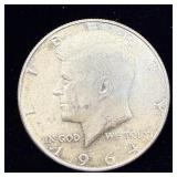 1964 silver Kennedy half dollar