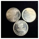 (3) 1 g fine silver rounds