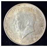 Uncirculated 1964 silver Kennedy half dollar