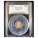 1823/2 capped bust silver dime Large E G4 PCGS