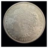 1921 silver Morgan dollar AU