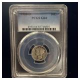 1920-D Silver mercury dime G4 PCGS