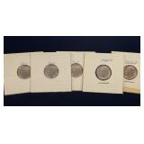 5 uncirculated Roosevelt dimes 1965-1969