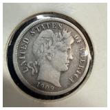 1909 Silver Barber Dime XF