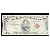 1953-B $5 red seal bank note