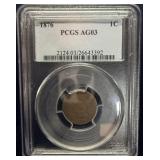 1876 Indian head penny AG3 PCGS