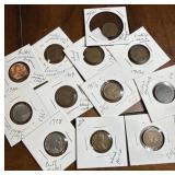 Group of error coins Indian head and wheat >